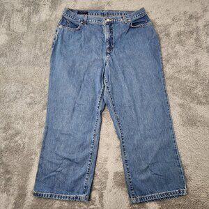 Lands End Jeans Womens 14 Blue Straight Denim 100% Cotton Medium Wash Casual